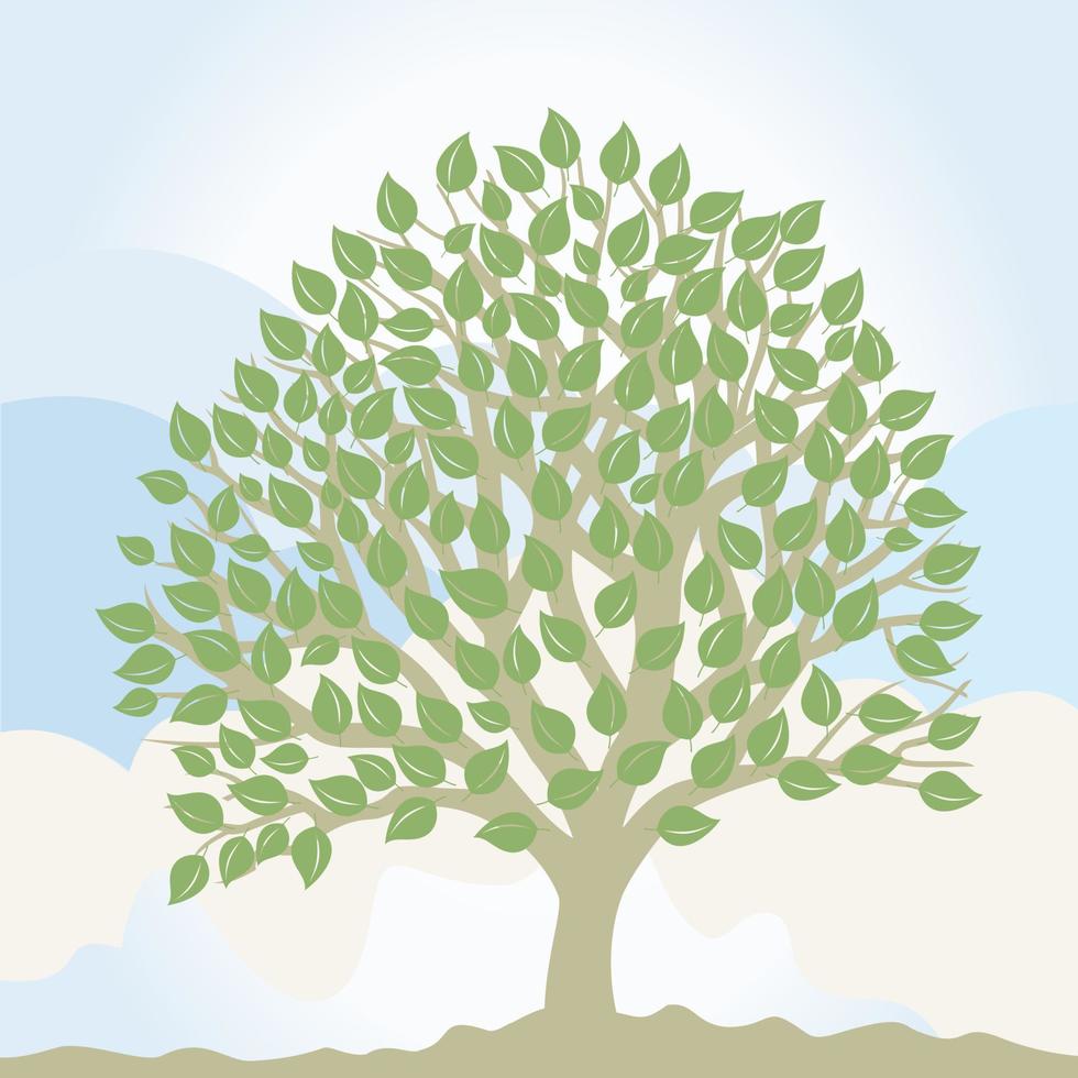 Tree with a roundish crone. A vector illustration