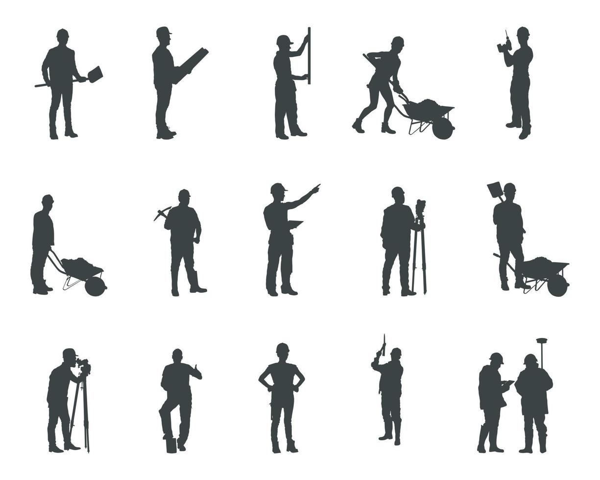 Construction worker silhouettes, Worker silhouettes vector