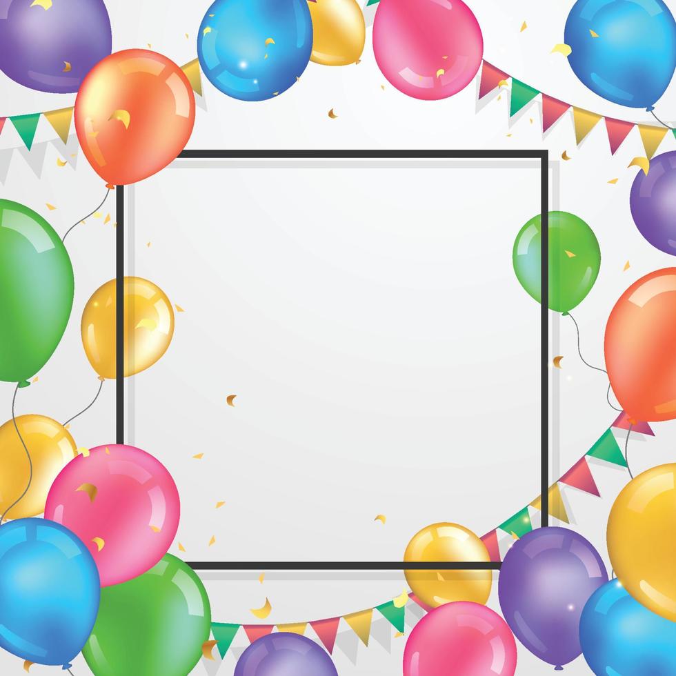 balloons and confetti in a frame vector