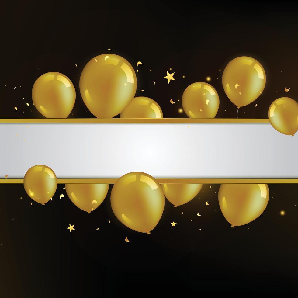 Golden Balloons Banner with Dark Background vector