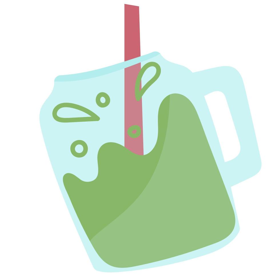 Fruit juice or smoothie in glasses with straw.Hand draw healthy drink. vector
