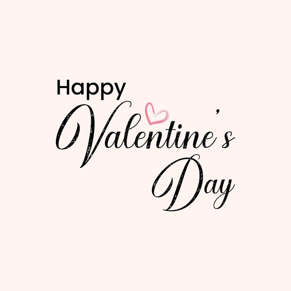happy valentines day typograpgy with pink heart vector