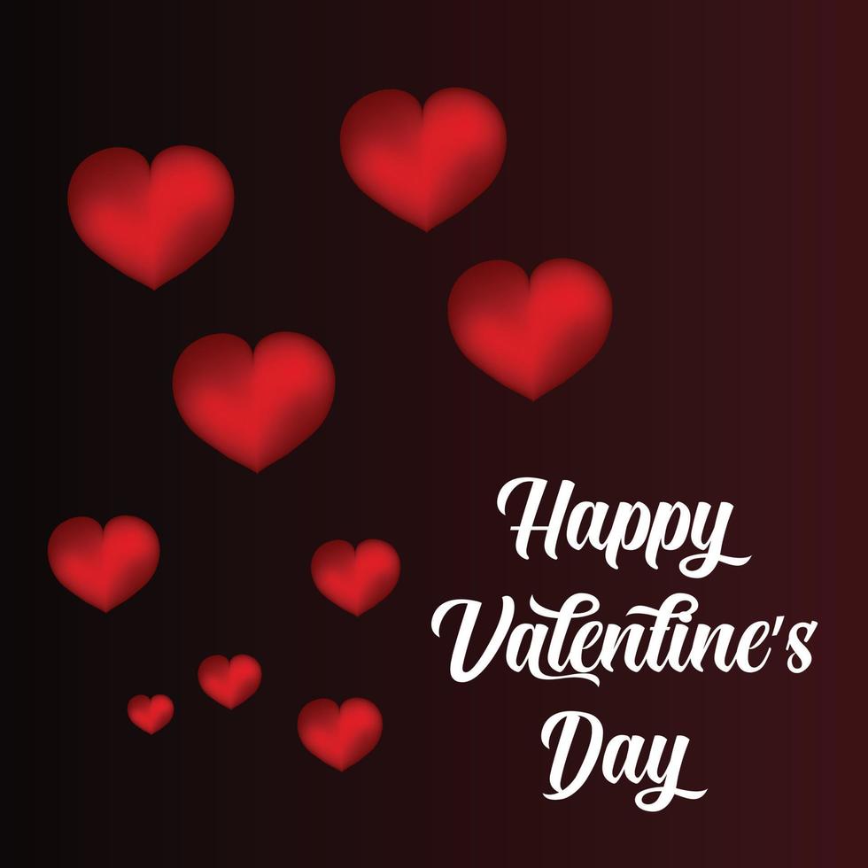 happy valentines day typograpgy with with hearts and red background vector