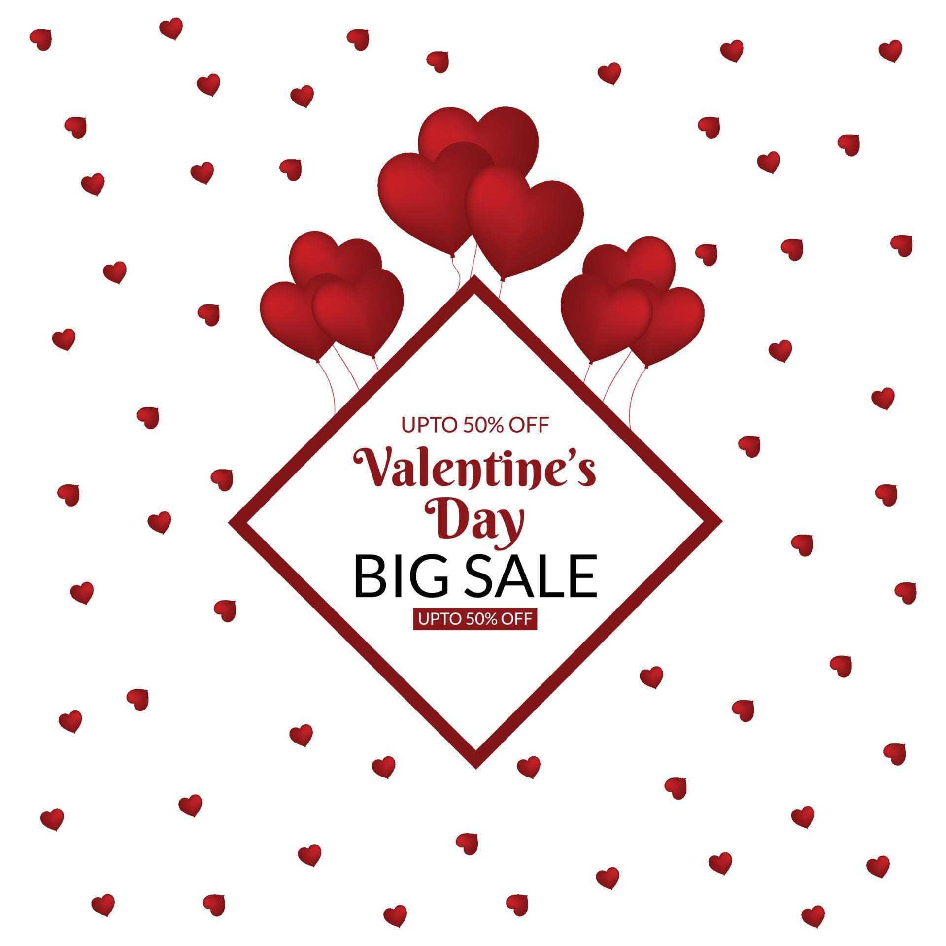 Valentines day sale background with balloons heart pattern. Vector illustration. Wallpaper