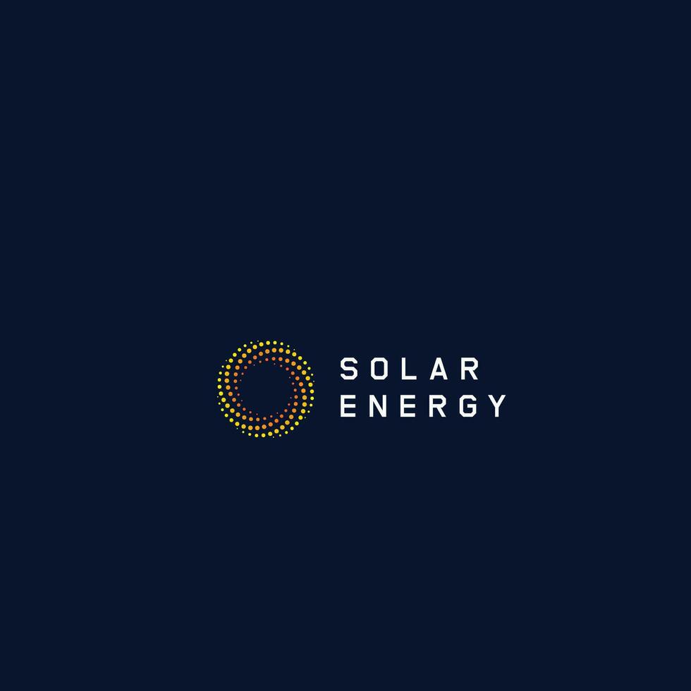 Solar energy logo design illustration Uniquely rounded modern science symbol vector icon idea for custom technology company flat style minimalism corporate web identity branding