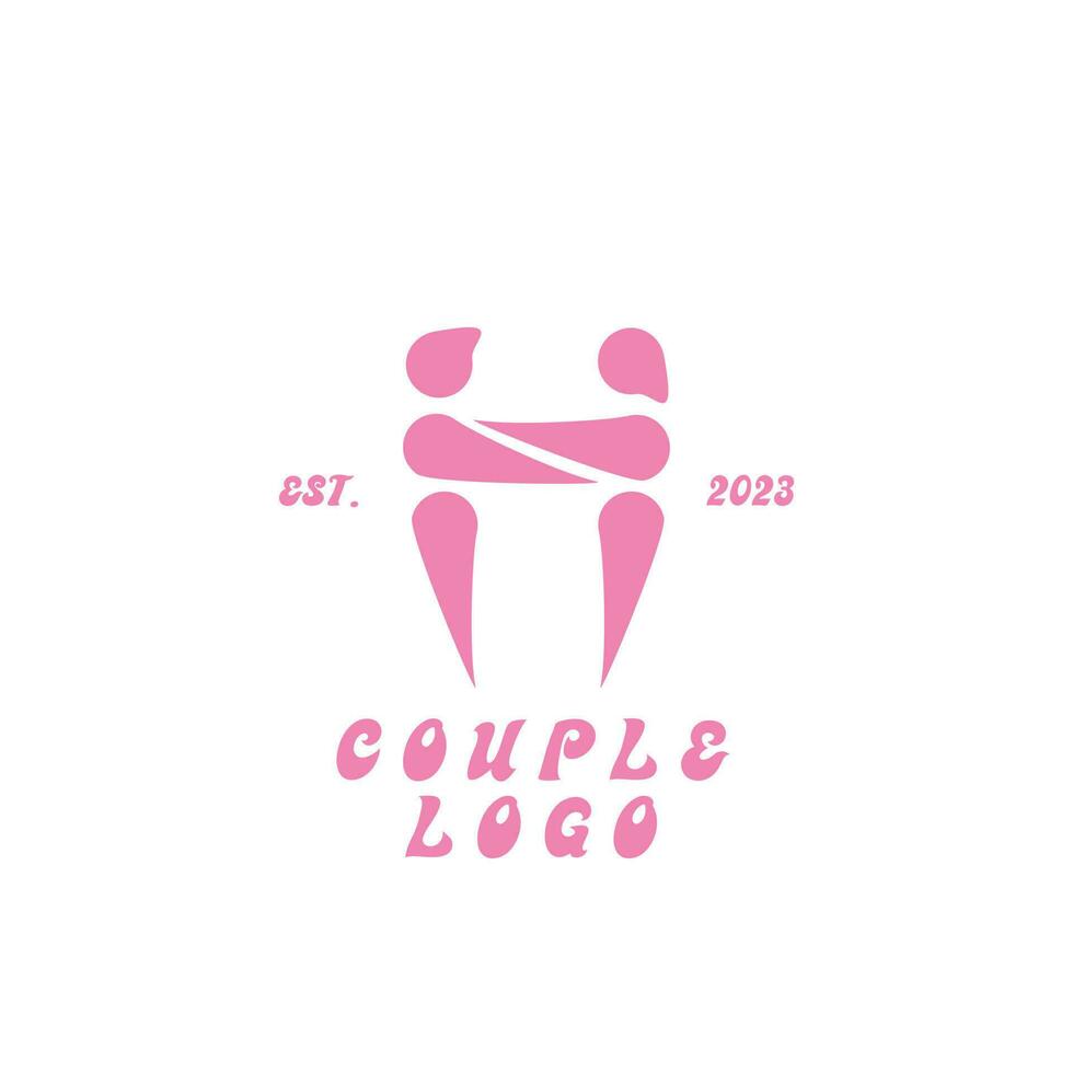 Dating app logo design illustration Female and male silhouette symbol vector icon idea simple custom minimalist flat style. corporate identity branding
