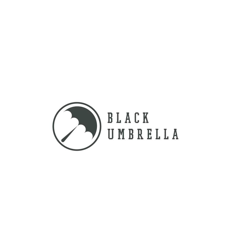 black umbrella silhouette logo design illustration. Idea identity symbol vector icon simple flat style custom. corporate identity branding