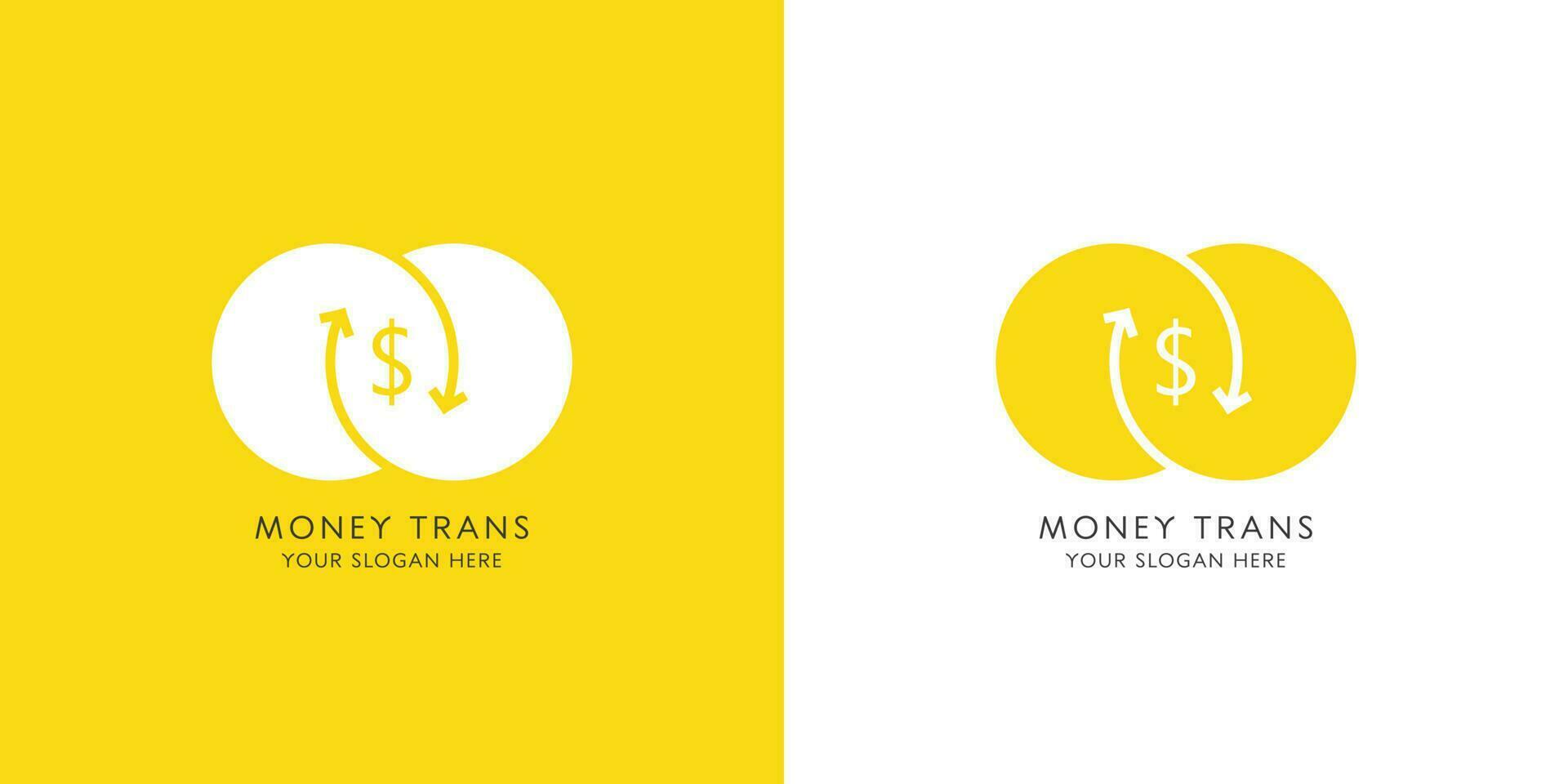 amarillo color moneda o dinero transferir silueta logo diseño ilustración. creativo idea sencillo plano símbolo vector icono negocio bancario inversión economía o crédito o dinero en efectivo. para empresa web o aplicación