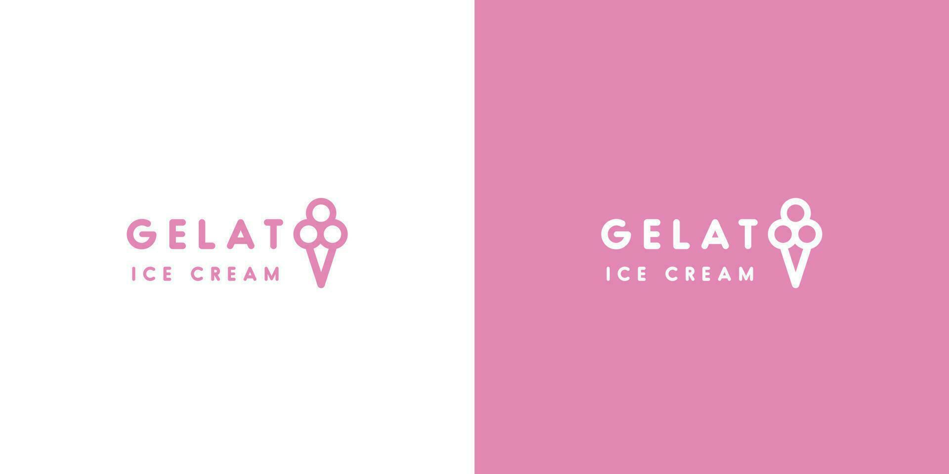 ilustración de un minimalista helado logoicon vector símbolo plano sencillo silueta letras alfabeto fuente Leche hielo crema bebida creativo idea rápida comida ese es frío, rosa, y elegante cucharón cono helado con frutas y nueces