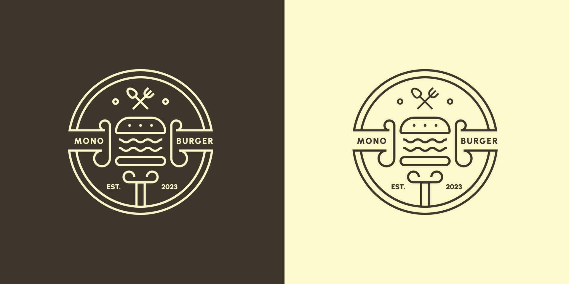 Illustration of a minimalist burger logo Creative idea icon, vector symbol, flat, simple silhouette, food, Mexican menu, hot cheese snack, clean, elegant fast food. eat lunch at a cafe restaurant bar
