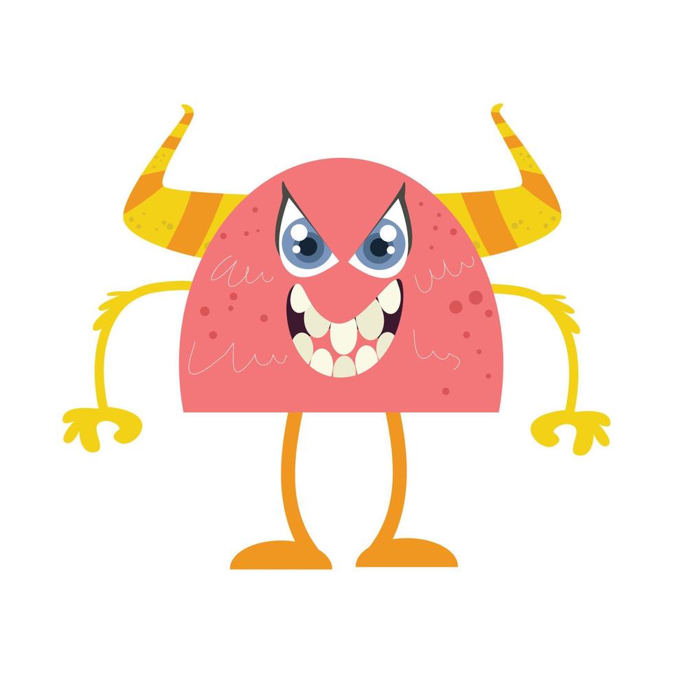 rosado monstruo grande dientes vector