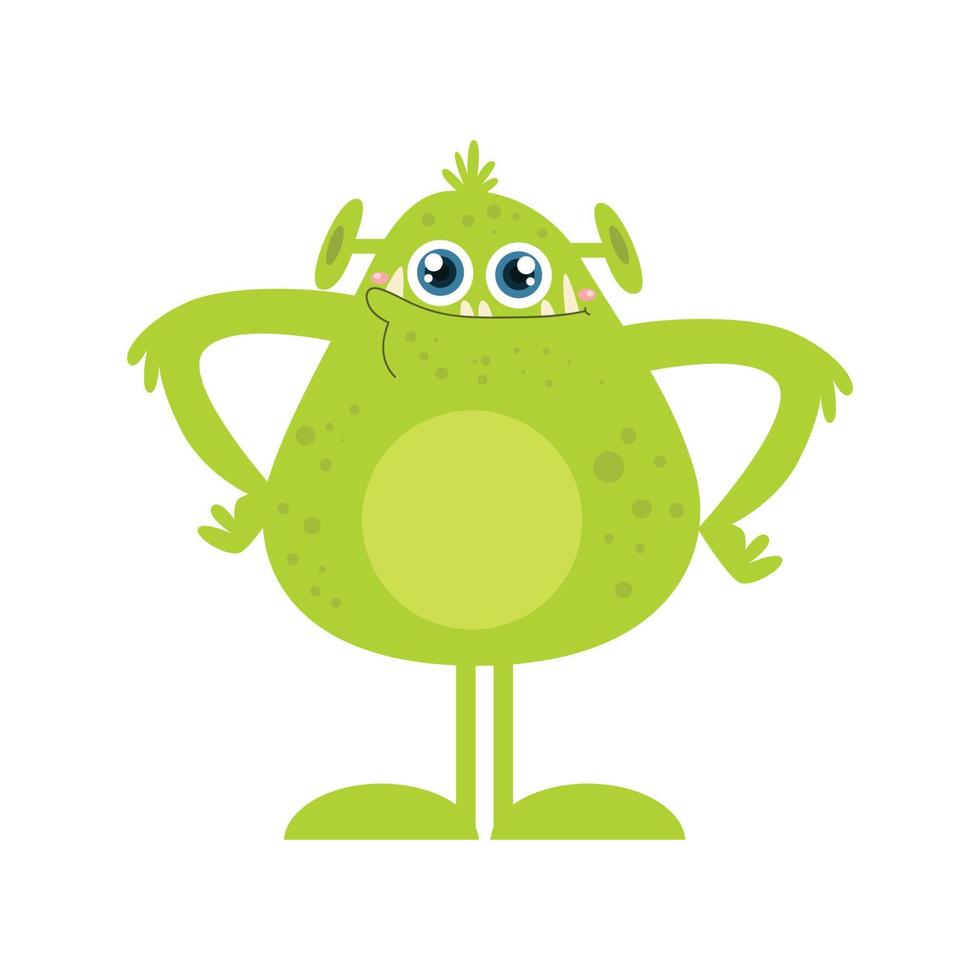 Funny green monster character vector
