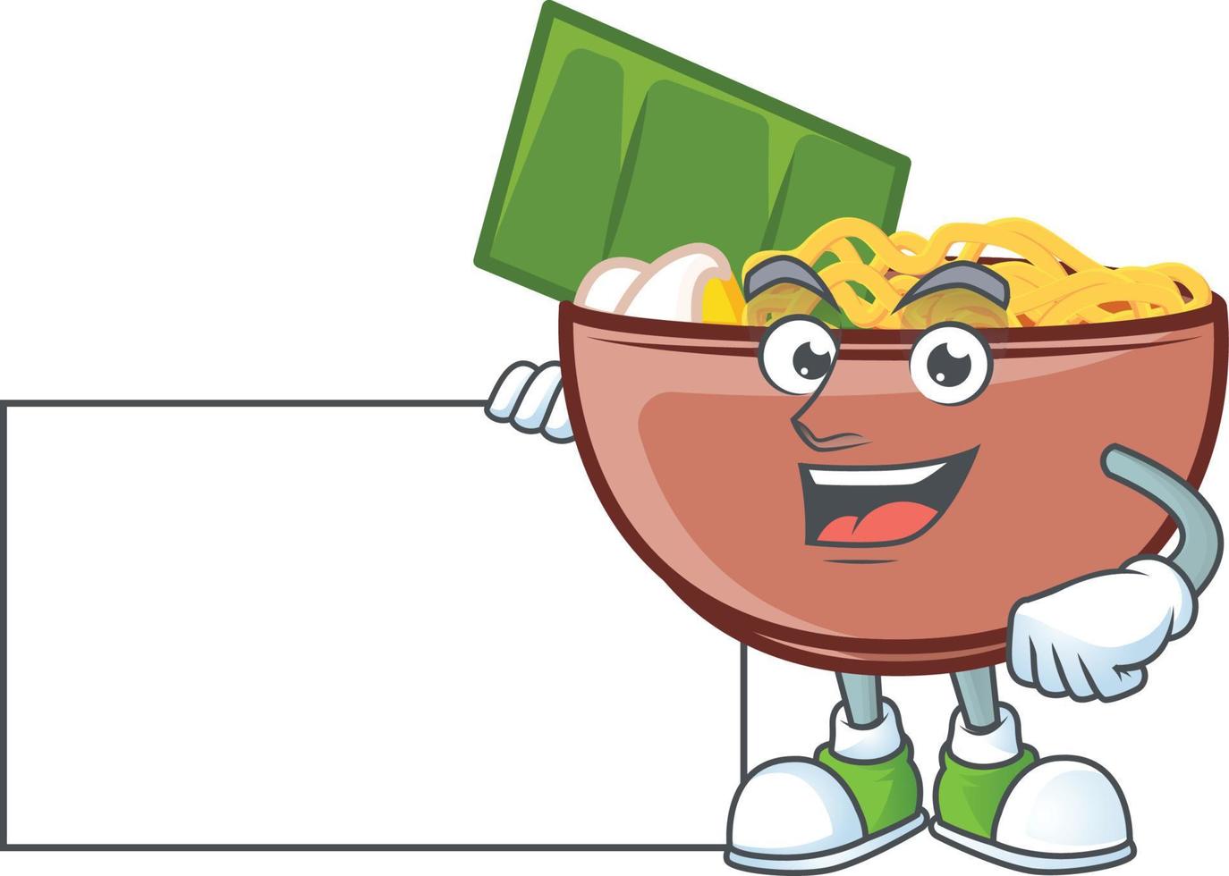 Bowl of noodle cartoon character style vector
