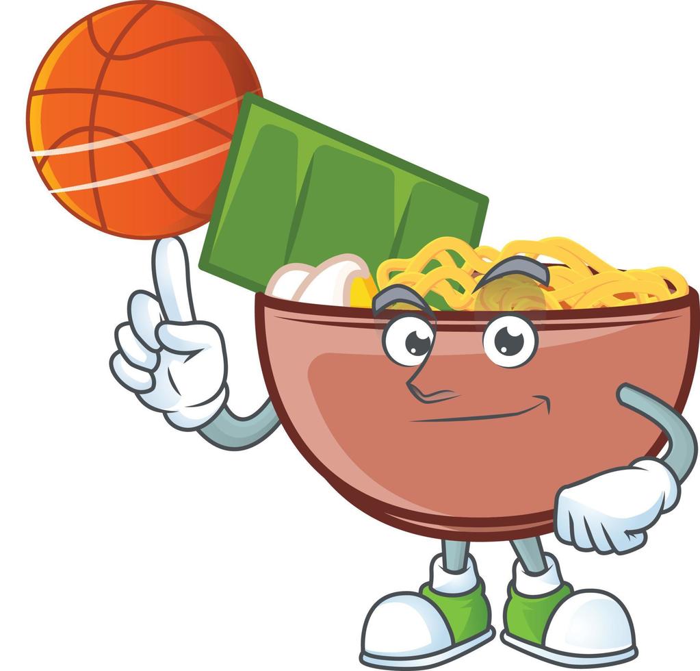 Bowl of noodle cartoon character style vector