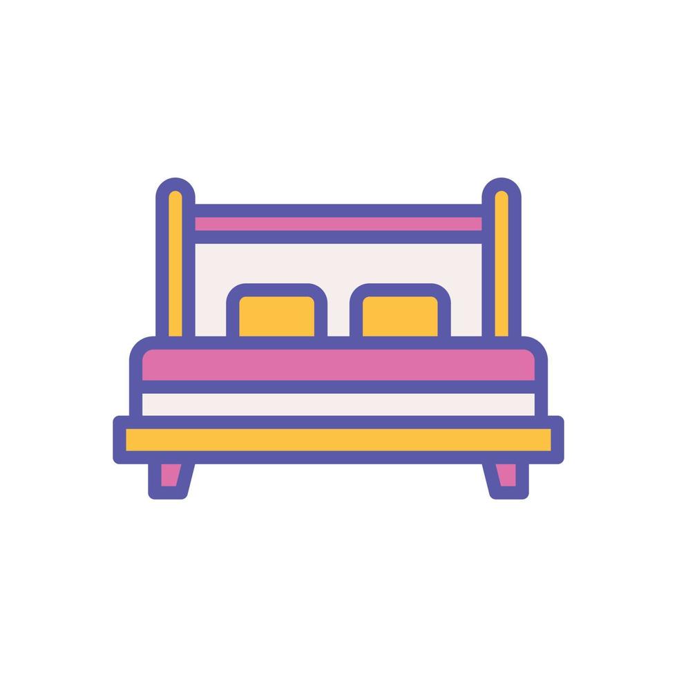 double bed icon with filled color style vector
