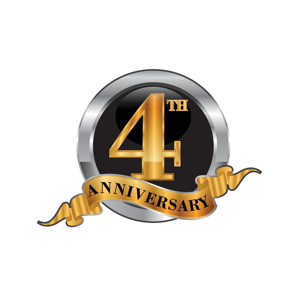 Anniversary Celebration Vector Logo. th Anniversary Gold Icon with Stars and Frame.