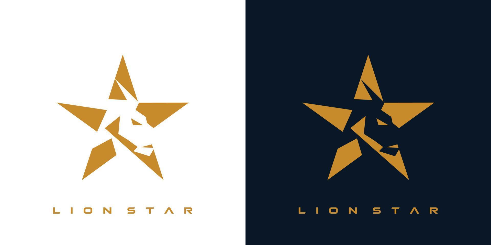 león estrella logo diseño moderno y poderoso vector