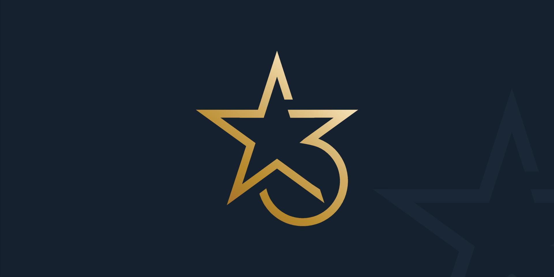 moderno y elegante 3 estrella logo vector