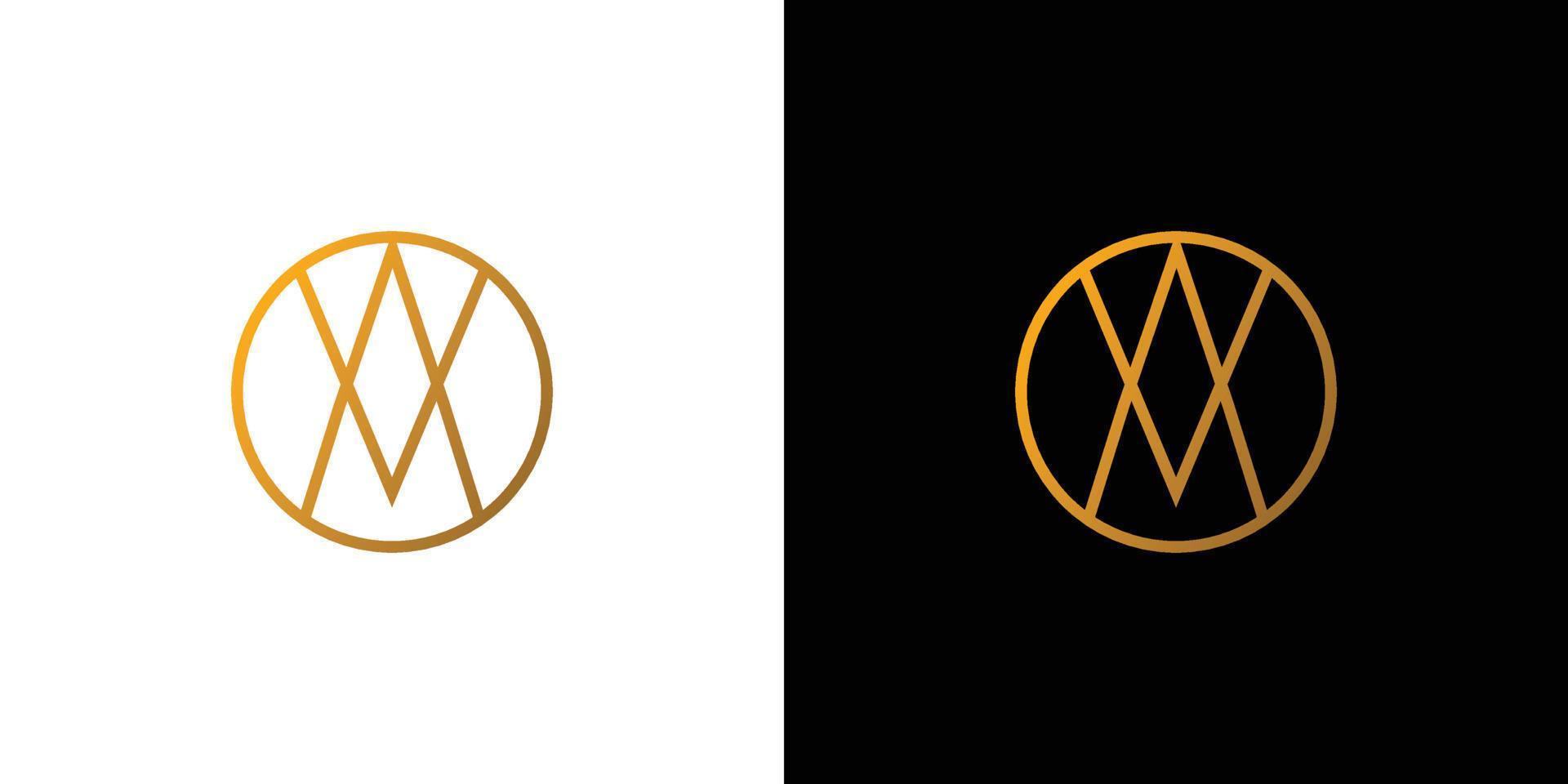 Modern and minimalist round WM logo design vector