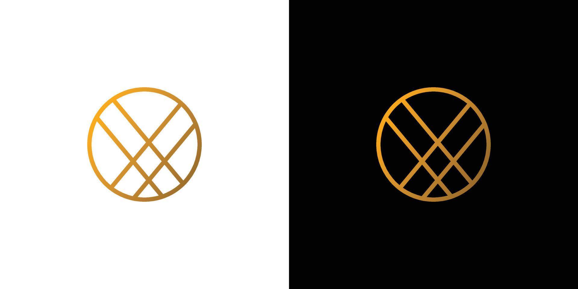 Modern and minimalist round X logo design vector