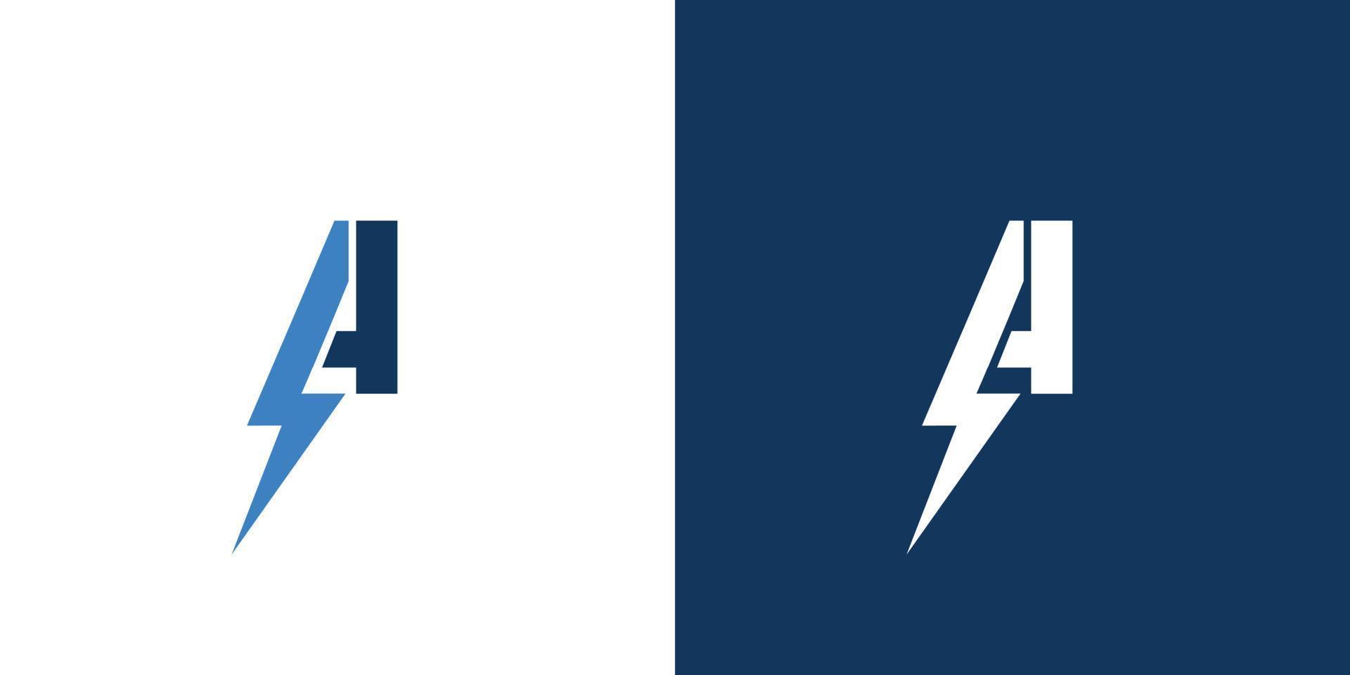 Modern and strong letter A initial lightning logo design vector