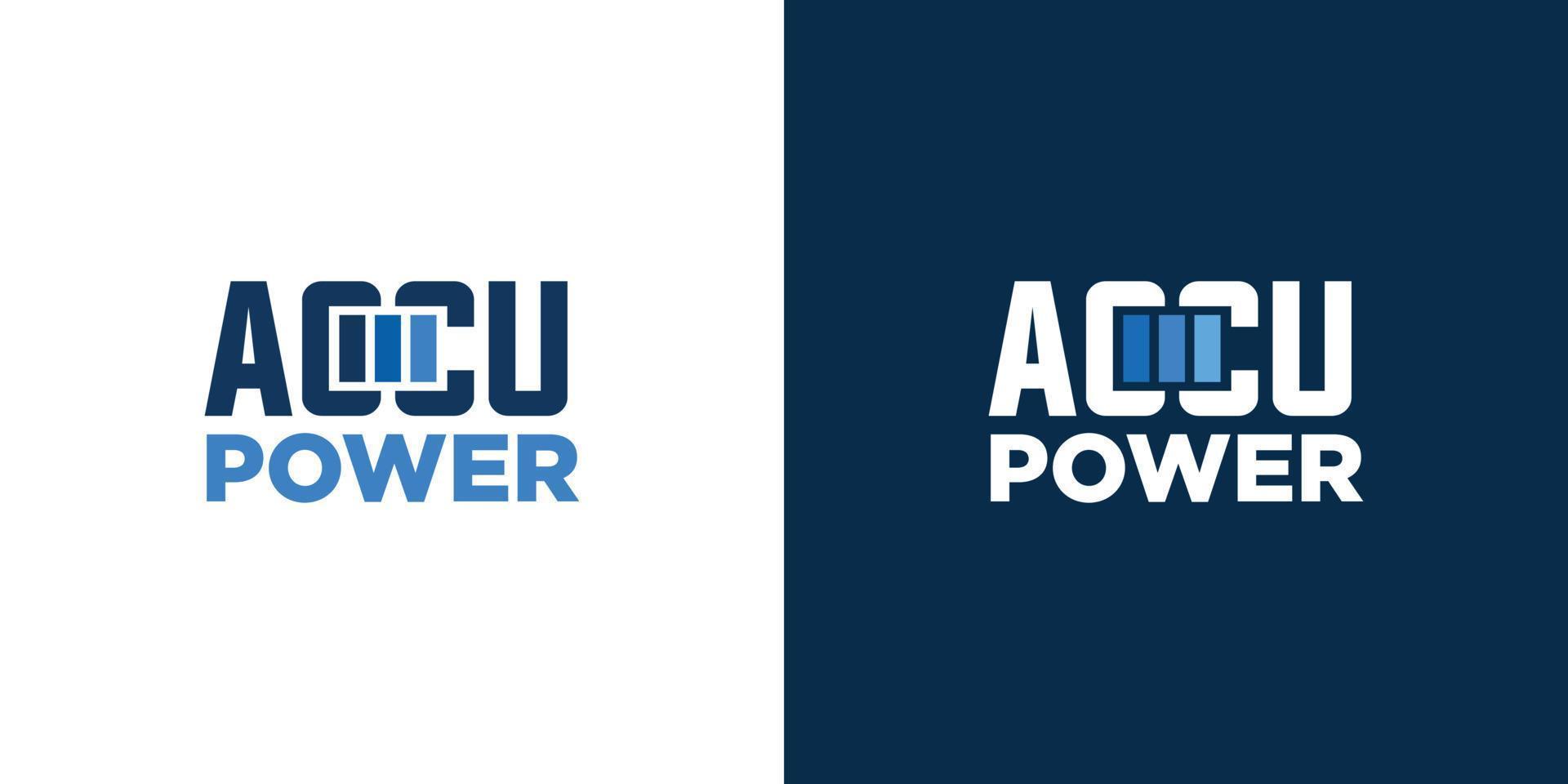 Unique and powerful accu power logo design vector