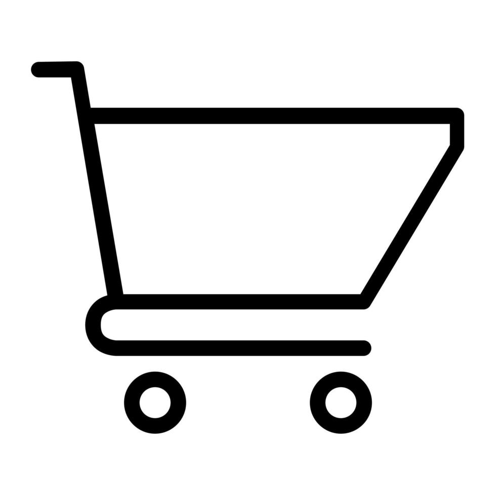 Shopping cart in outline icon. Shop, trolley, basket, add to cart symbol vector