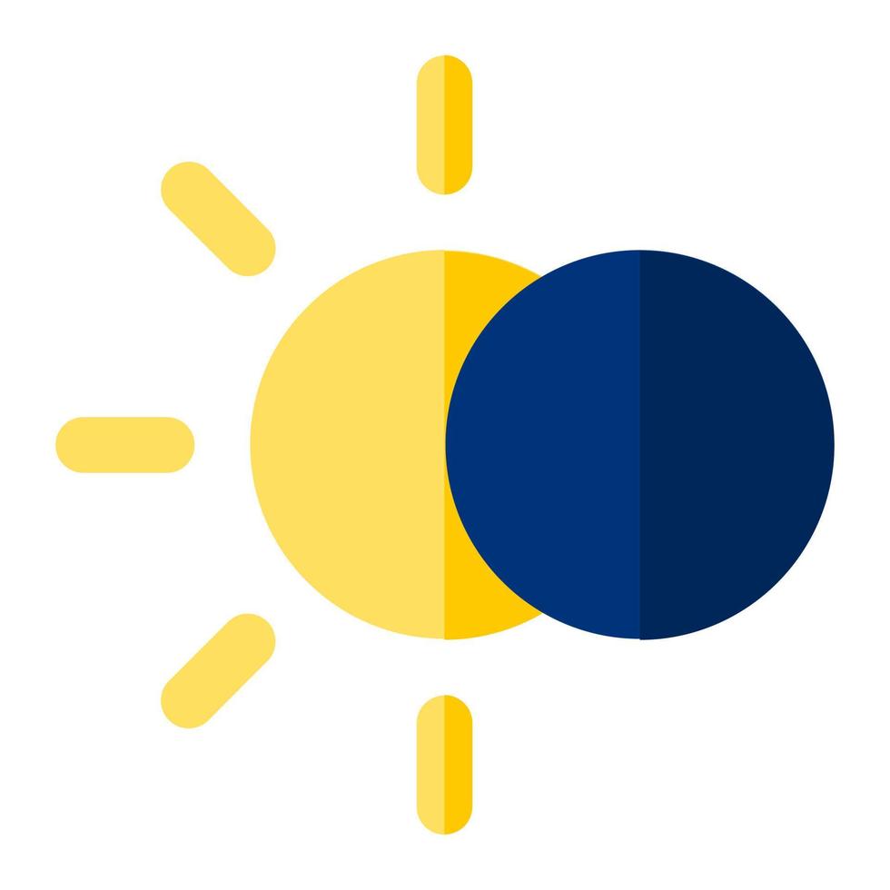 Eclipse in flat icon. Sun, moon, lunar, eclipse symbol vector