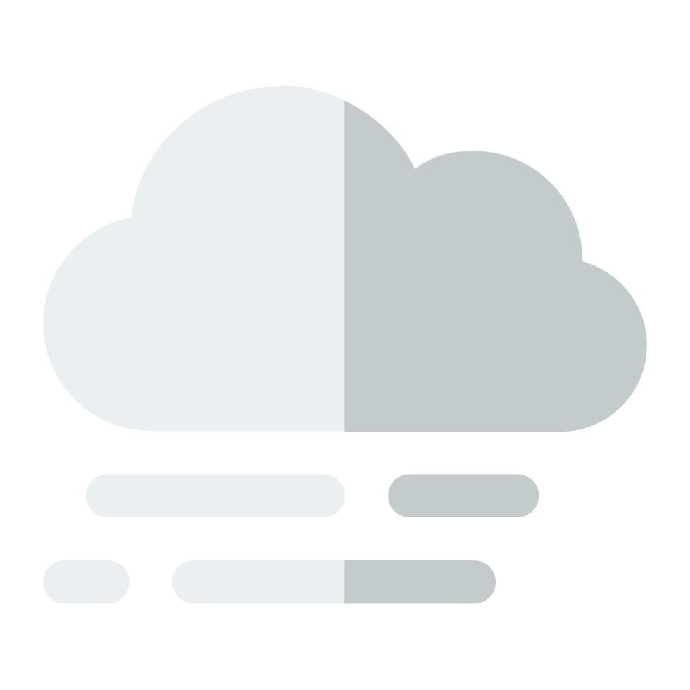nube con niebla en plano icono. neblinoso, fumar, nublado, clima, clima vector