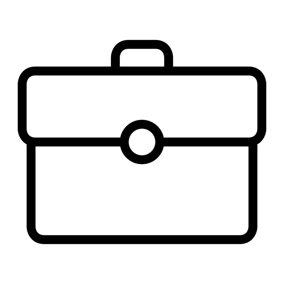 Isolated briefcase in outline icon on white background. Luggage, bag, portfolio, job vector