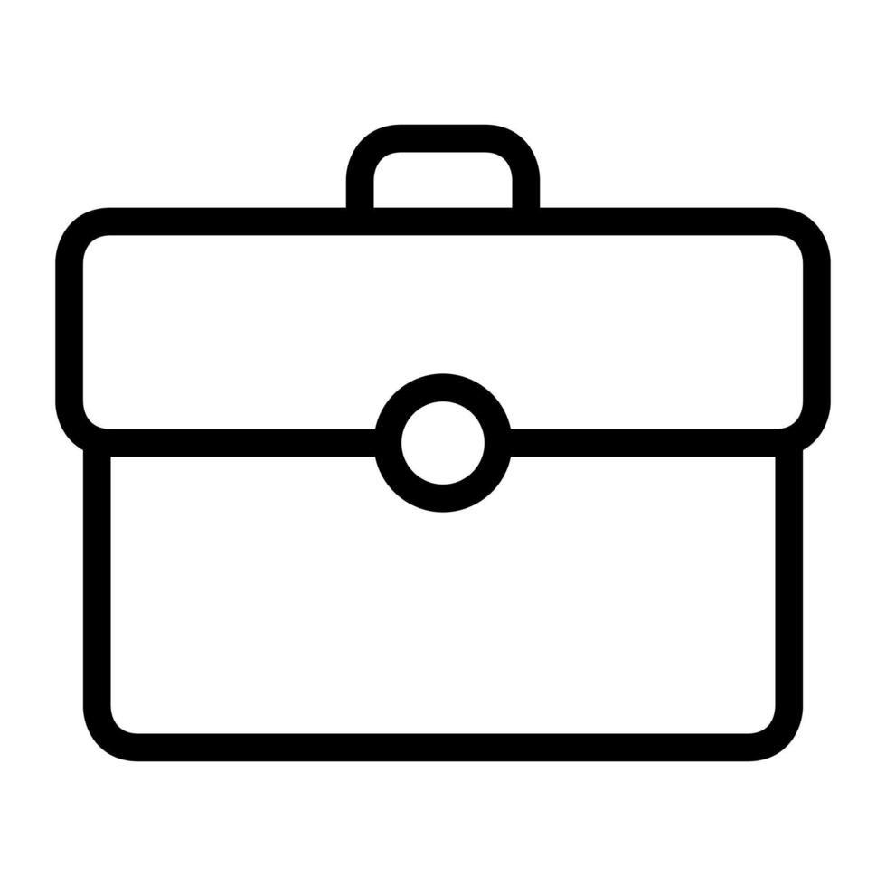 Isolated briefcase in outline icon on white background. Luggage, bag, portfolio, job vector