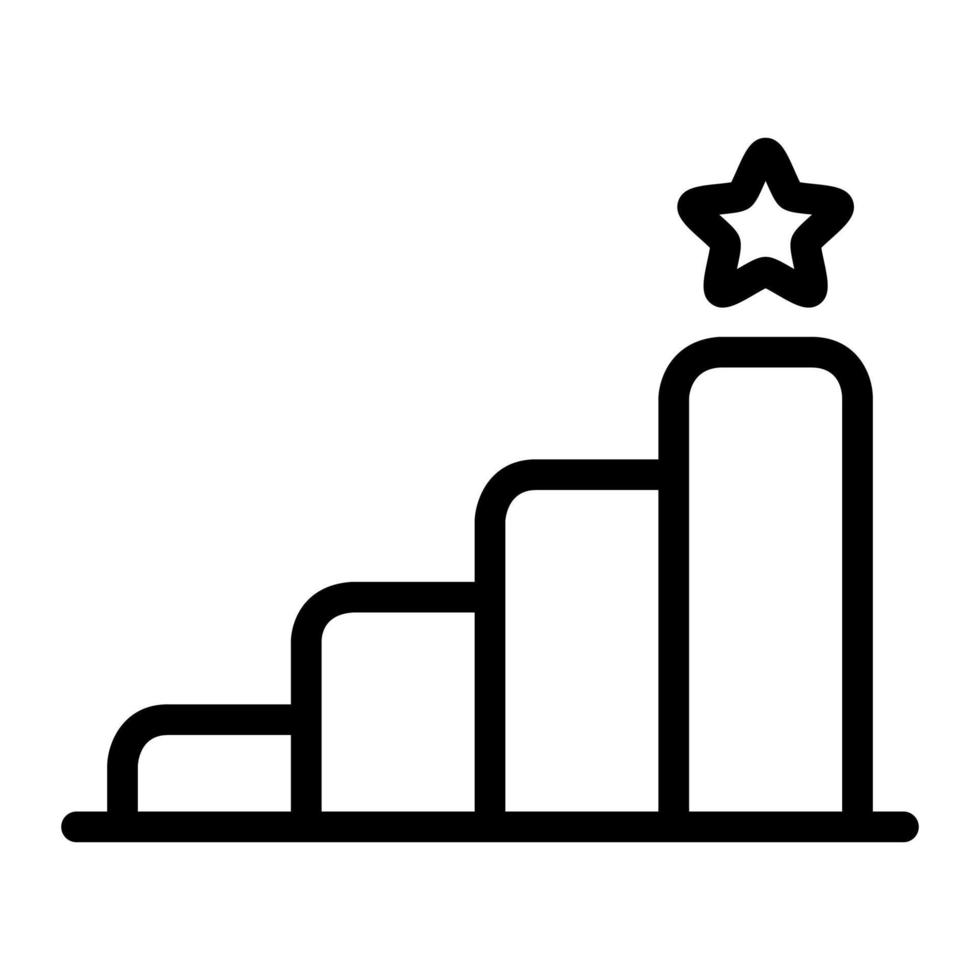 Isolated goal symbol in outline icon on white background. Growth, career, stairs, success, achievement vector