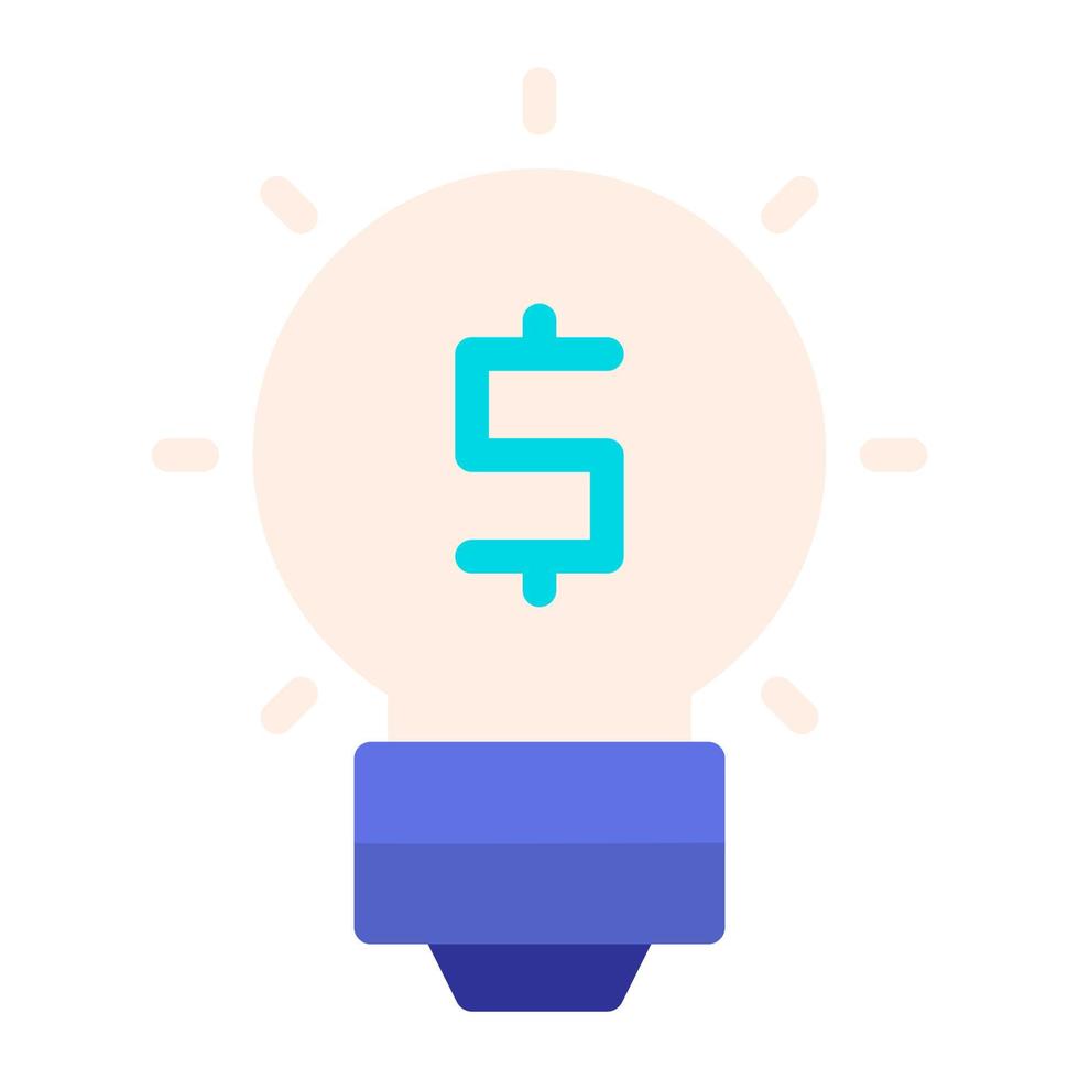 Isolated lightbulb in flat icon on white background. Creative idea, innovation, inspiration, business idea vector