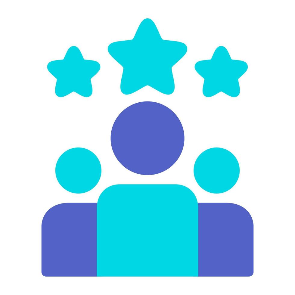 aislado clientes clasificación en azul plano icono en blanco antecedentes. revisar, satisfacción, comentario, estrellas, clientela, trabajo en equipo vector