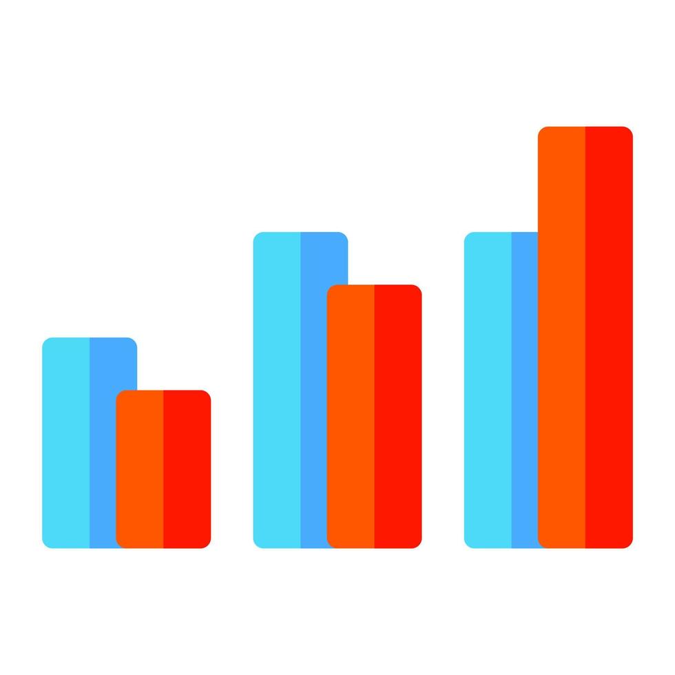 Isolated statistics graph in flat icon on white background. Growth, analytics, seo and web vector