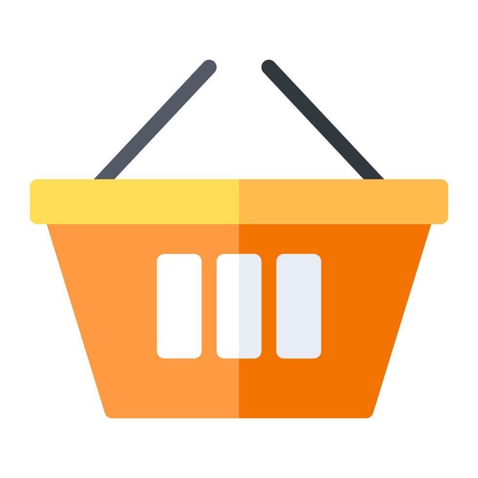 Shopping basket in flat icon. Shopping bag, buy, commerce vector