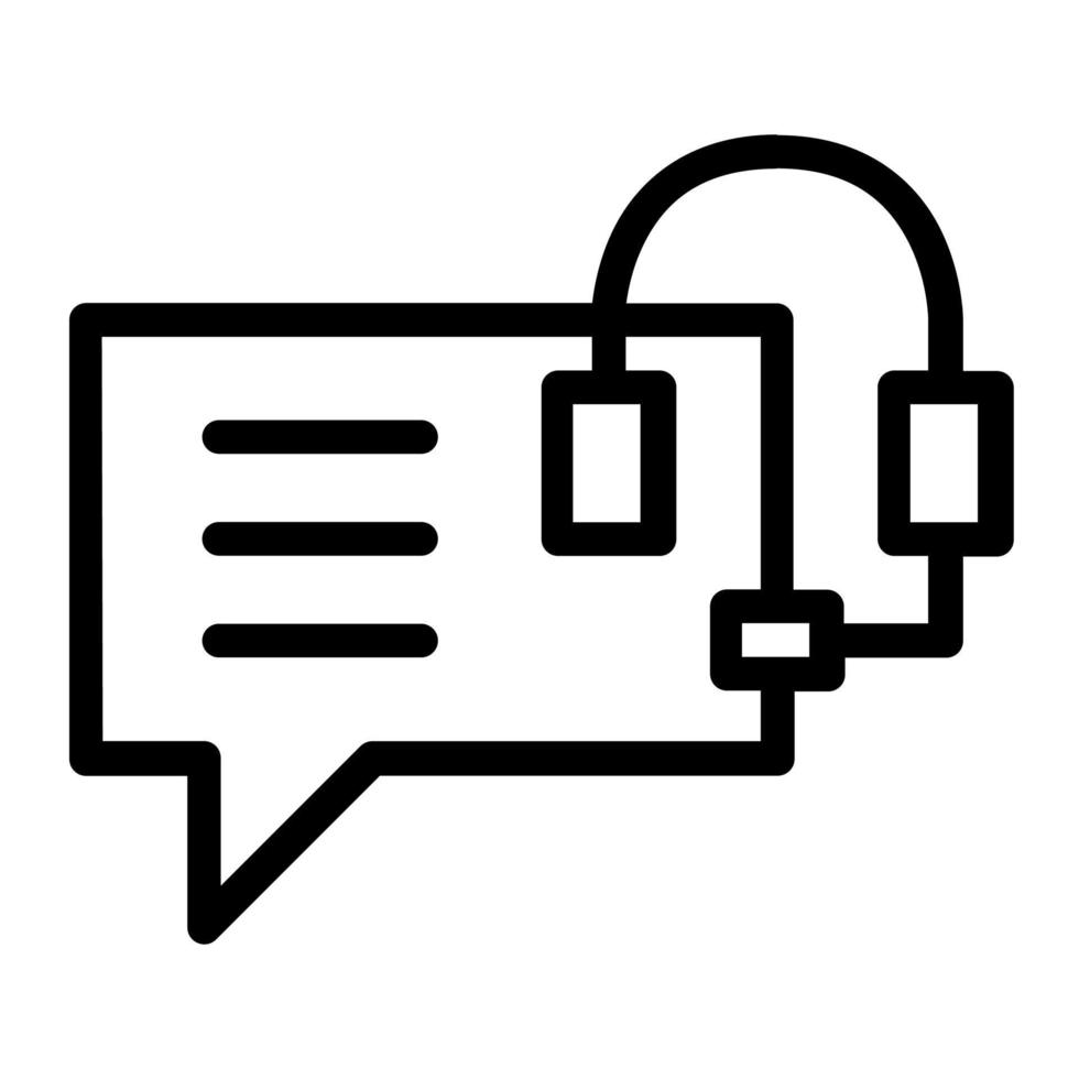 Customer service in outline icon. Support, help, headphone, conversation, message, chat vector