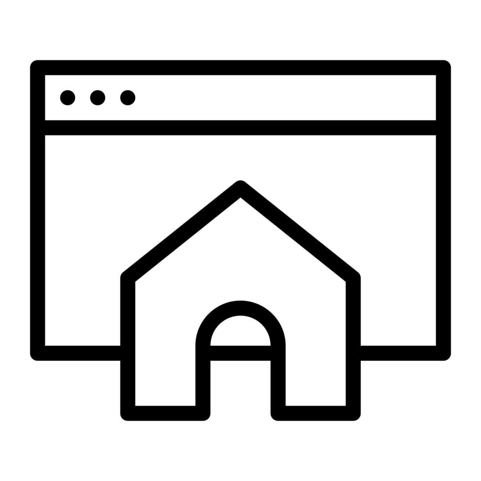 Isolated homepage in outline icon on white background. landing page, website, seo, browser vector