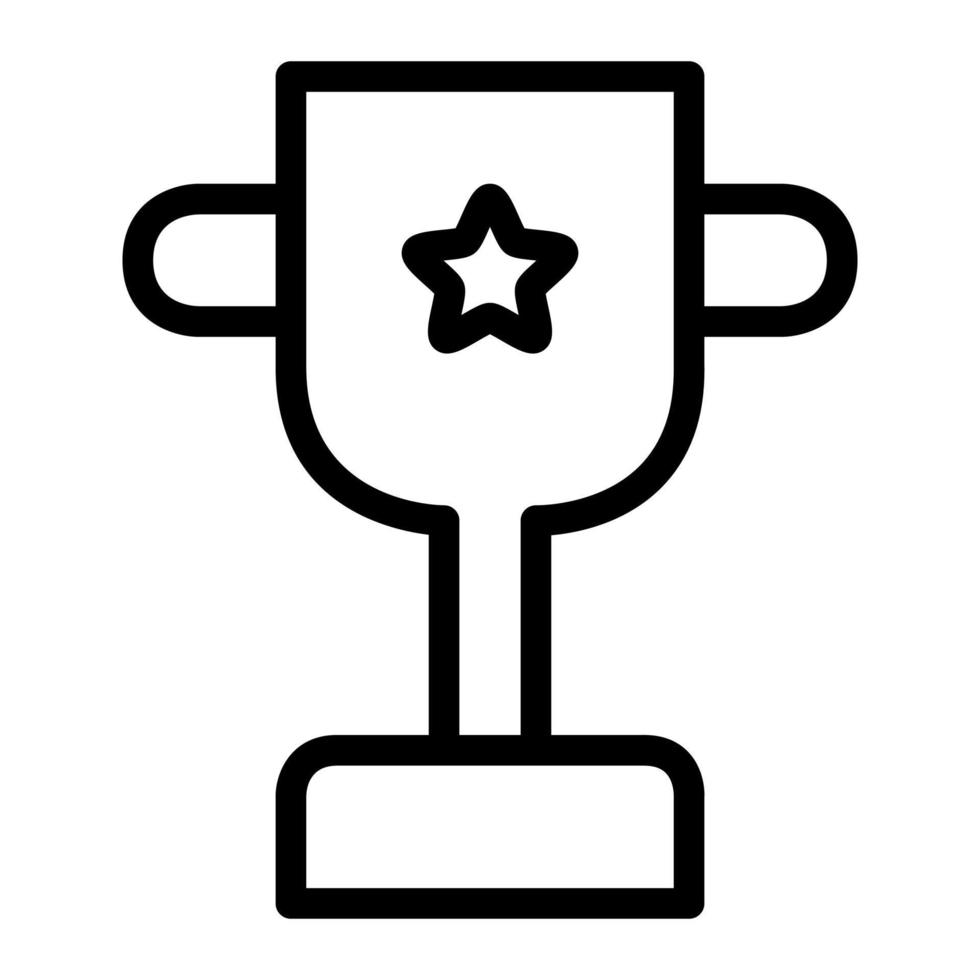 Isolated trophy with star in outline icon on white background. Achievement, success, winner, award, prize, marketing, business vector
