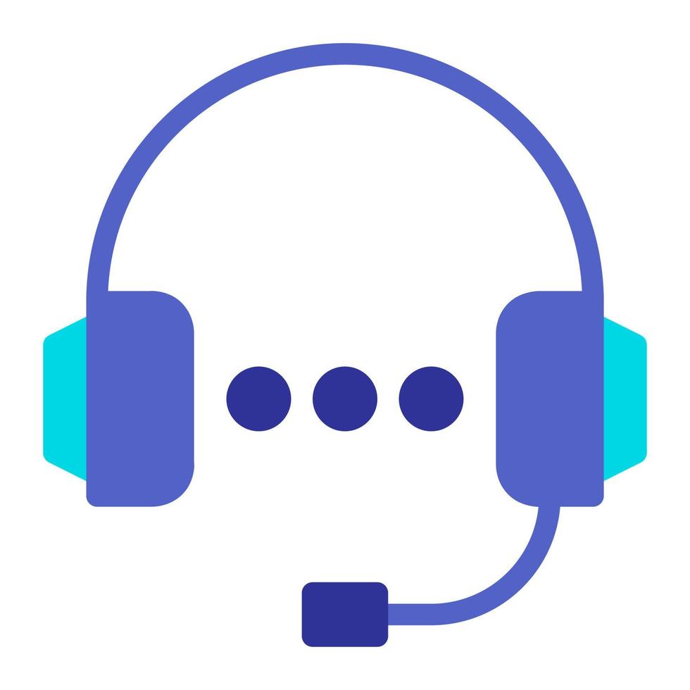 Isolated customer support in flat icon on white background. Customer service, headphone, help, service center vector