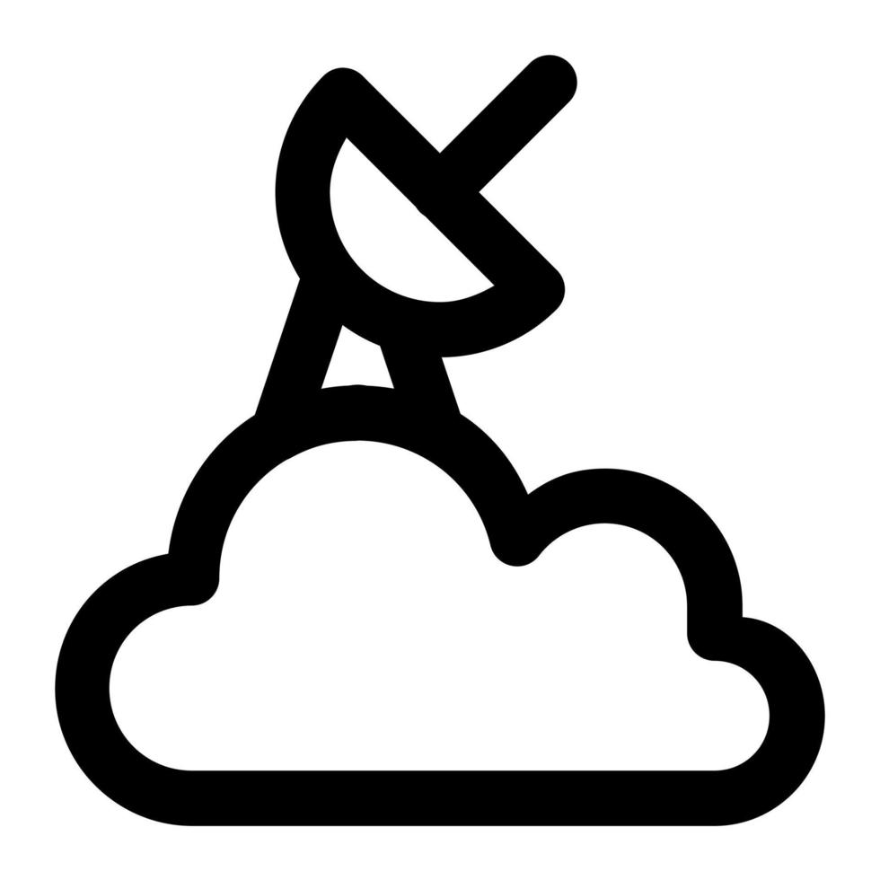 Climatology, Meteorology, Observatory Symbol. Cloud with Satellite Antenna Icon. Weather, Forecast Sign vector