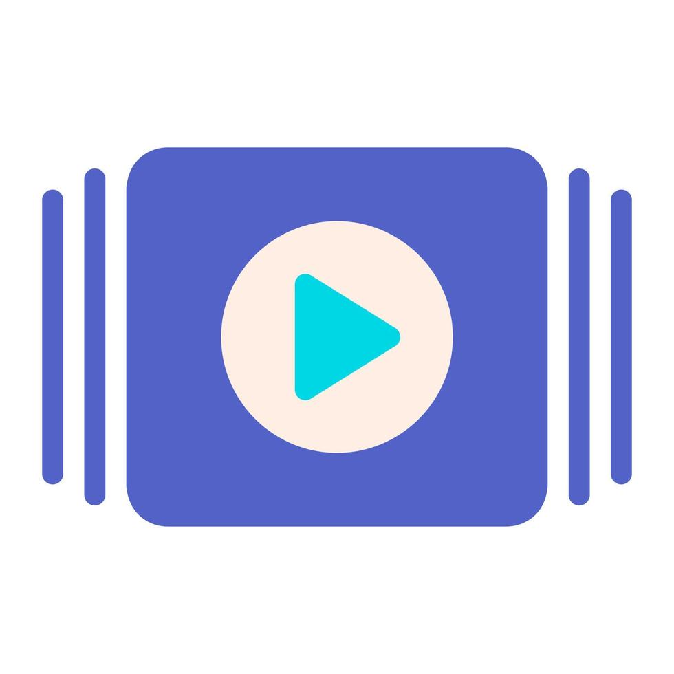 Isolated video slide presentation in flat icon on white background. Marketing, advertising, media player, slides vector