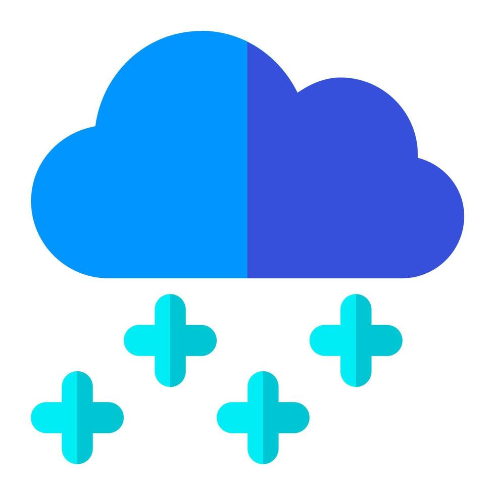 Winter season in flat icon. Snowflakes, snowfall, cloud, cold, season, weather, forecast vector