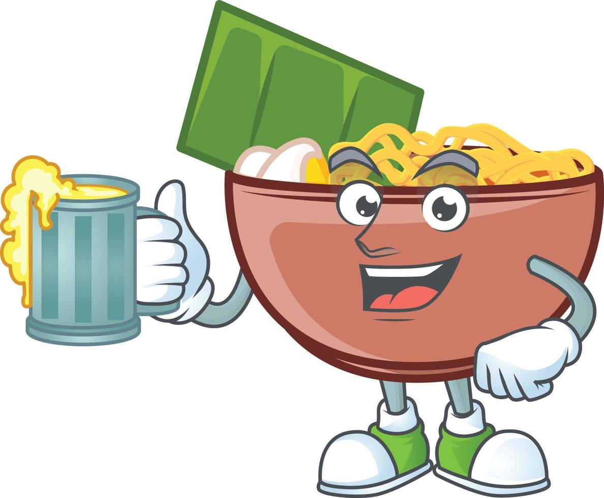 Bowl of noodle cartoon character style vector