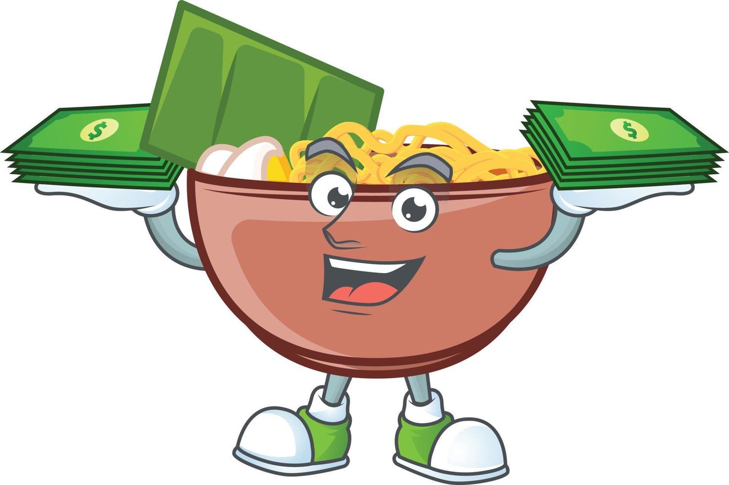 Bowl of noodle cartoon character style vector