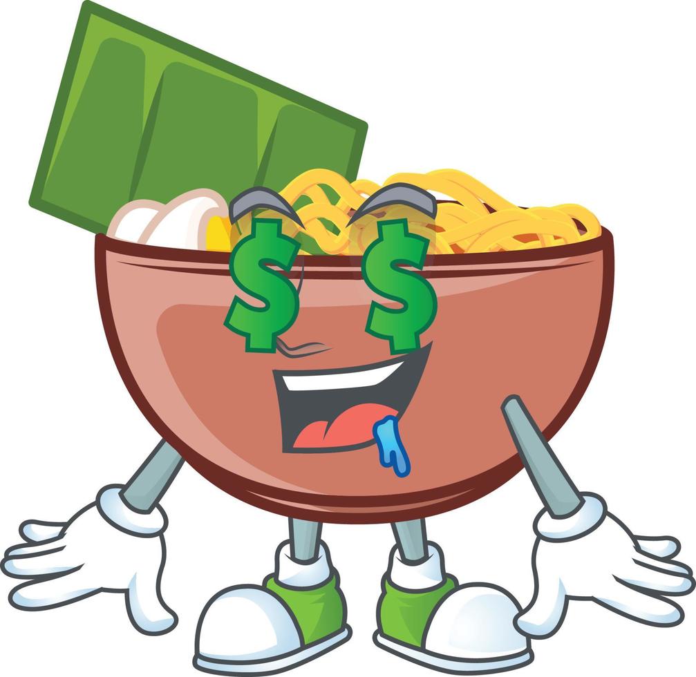Bowl of noodle cartoon character style vector