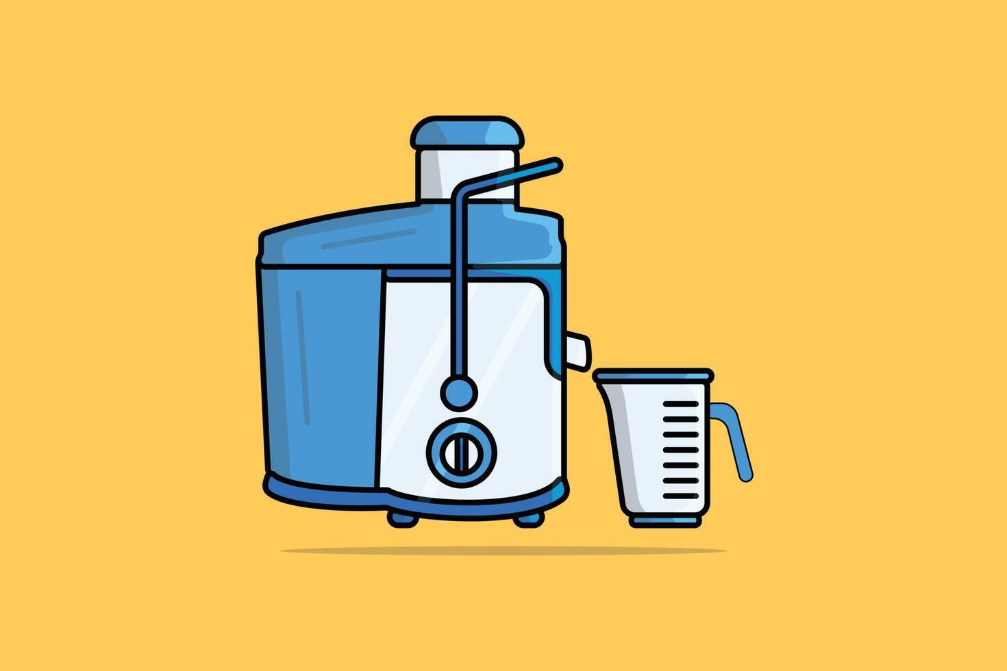 Electric Kitchen Juicer vector illustration. Home and Restaurant interior equipment icon concept. Electric fruit kitchen juicer mixer vector design with shadow on orange background.