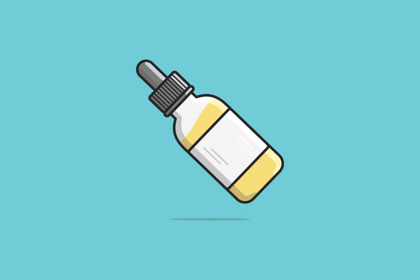 Oil Dropper Glass Bottle vector illustration. Beauty and fashion object icon concept. Hair oil bottle vector design with shadow. Cosmetic blank vials for liquid drug concept.