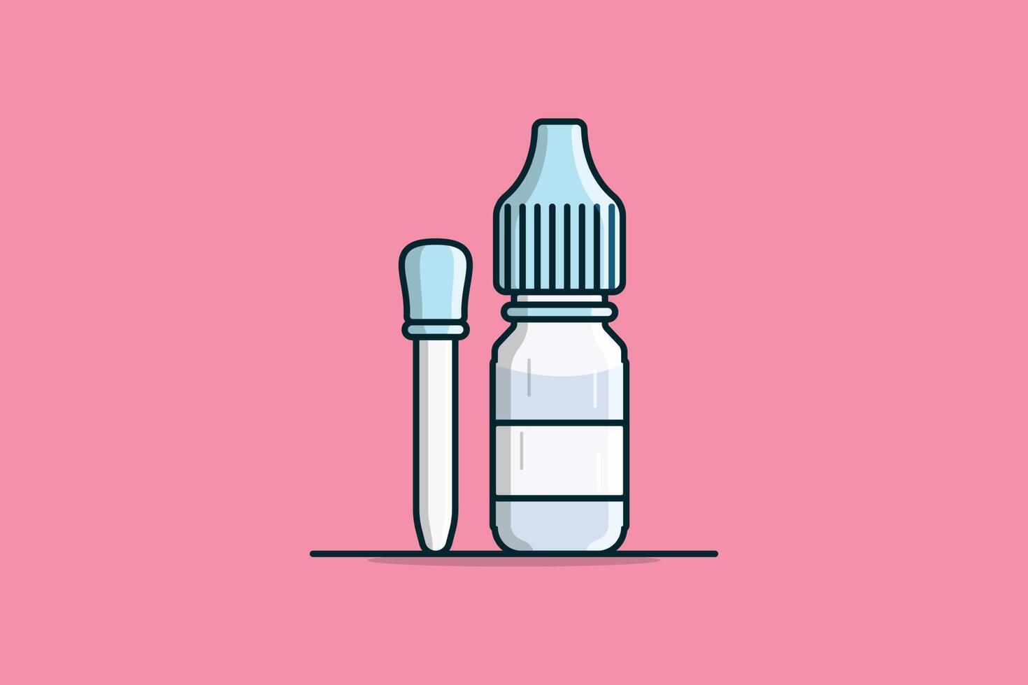 cuentagotas con botella vector ilustración. salud y médico objeto icono concepto. botellas para médico productos, vape mi líquido, ojo gota, médico botella vector diseño con sombra.