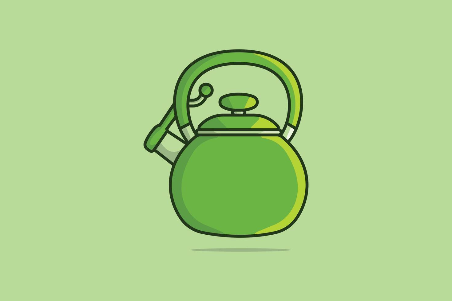 Green Teapot vector illustration. Food and drink object icon concept. Breakfast Teapot with closed lid vector design on light green background. Cafe and Restaurant icon logo.